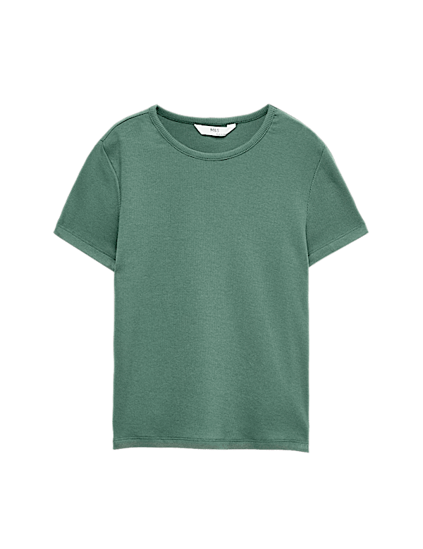 Cotton Rich Ribbed Fitted Crop T-Shirt (6-16 Yrs)