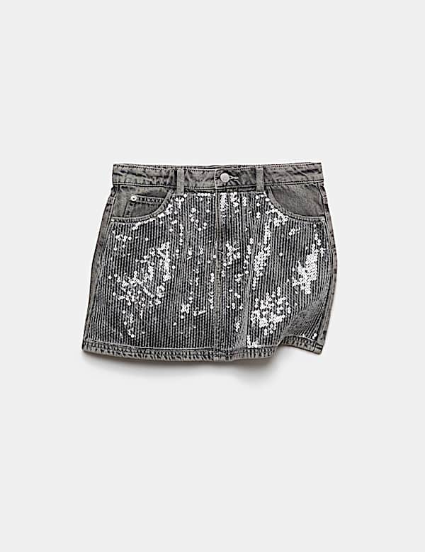 Denim Sequin Mini Skirt (6-16 Yrs) - US