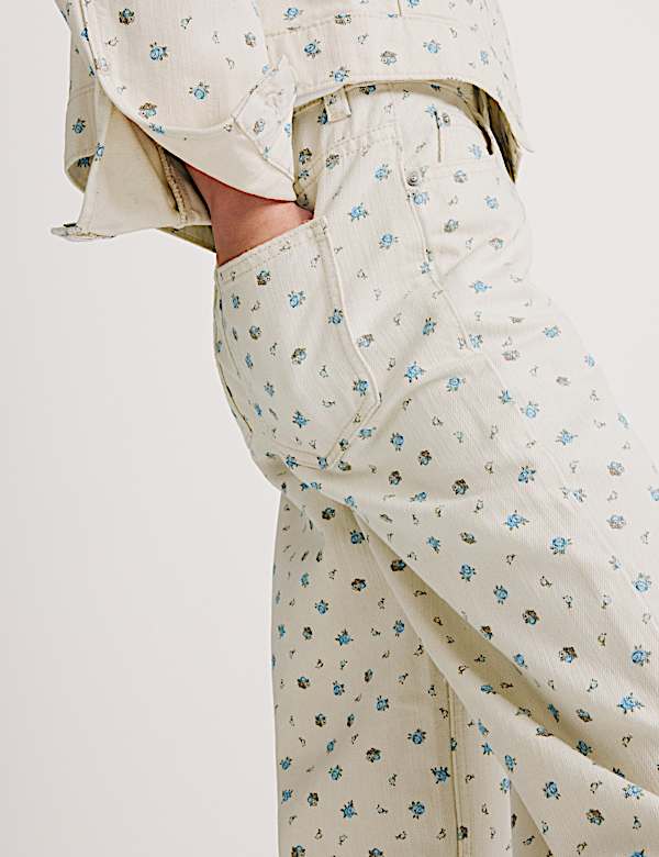 Denim Ditsy Print Wide Leg Jeans (6-16 Yrs) - FR