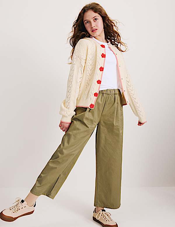 C&aacute;rdigan 100 % algod&oacute;n con estampado de rosa (6-16 a&ntilde;os) - ES