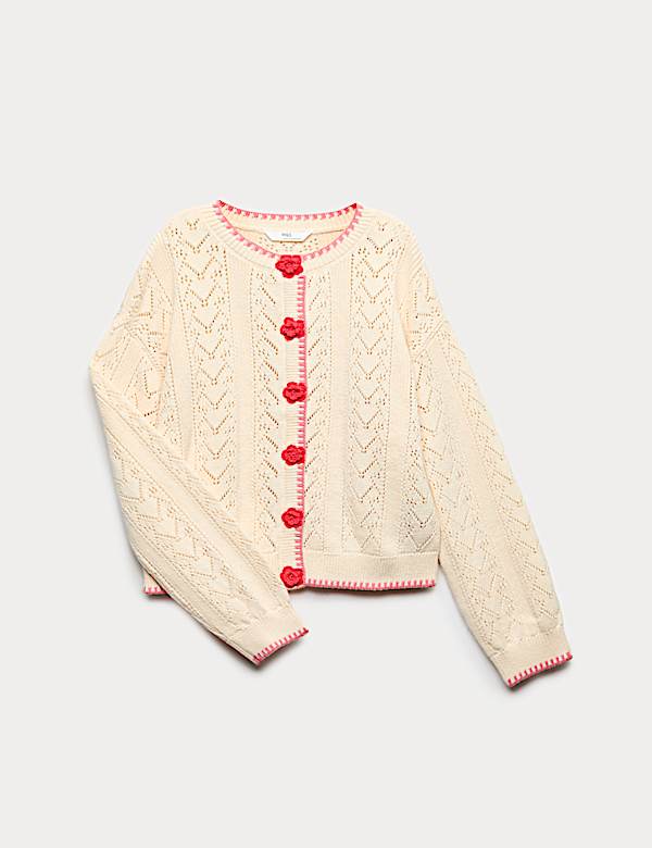 C&aacute;rdigan 100 % algod&oacute;n con estampado de rosa (6-16 a&ntilde;os) - ES