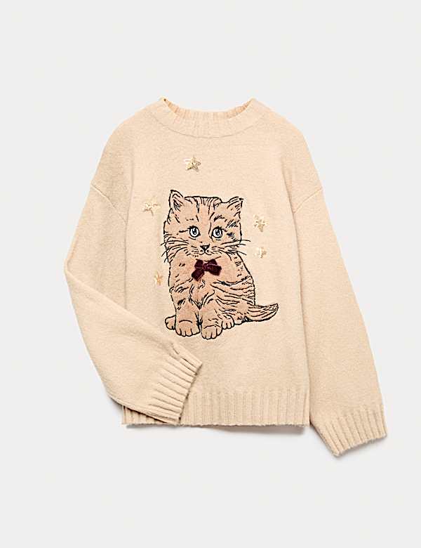 Jersey de punto con diseño de gato (2-16 años) - ES