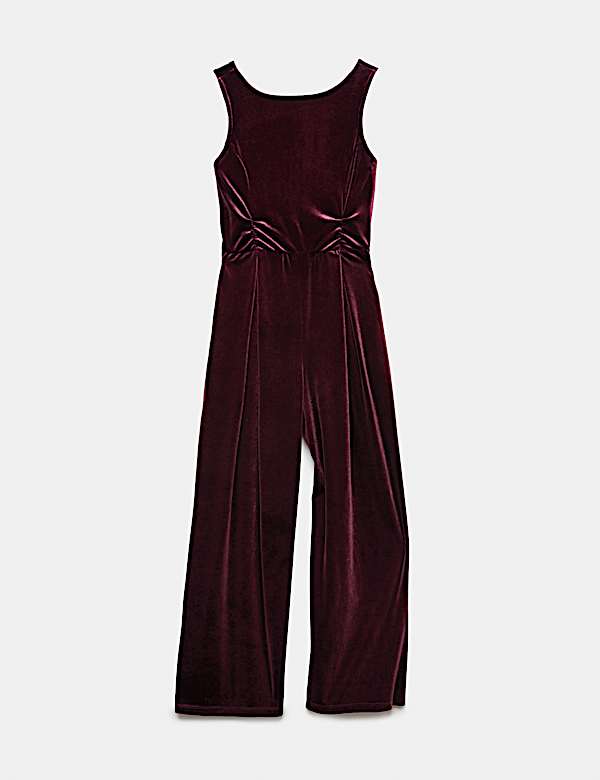 Velvet Wide Leg Pull On Jumpsuit