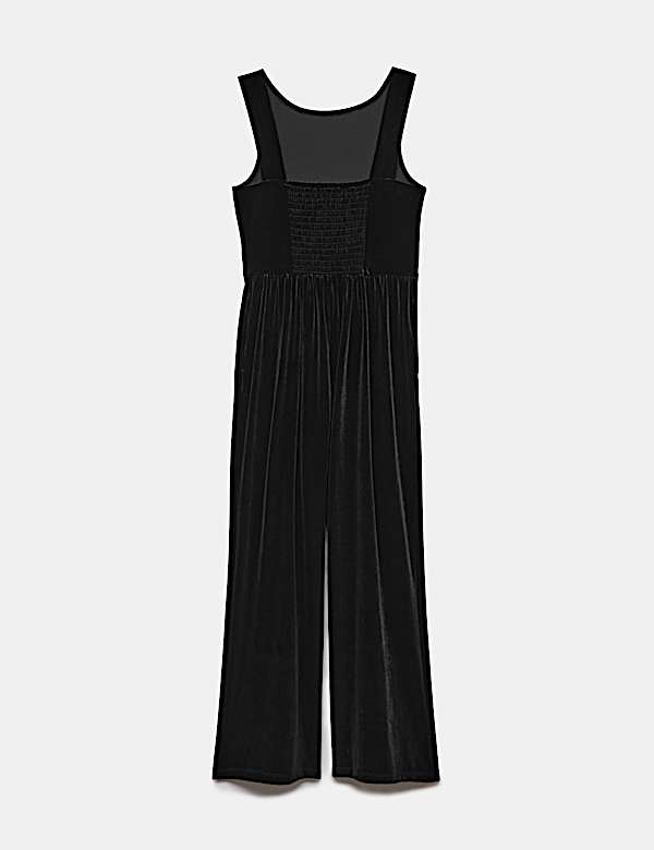 Velvet Wide Leg Pull On Jumpsuit