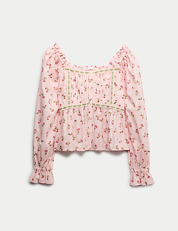 Pure Cotton Ditsy Floral Top (6-16 Yrs)