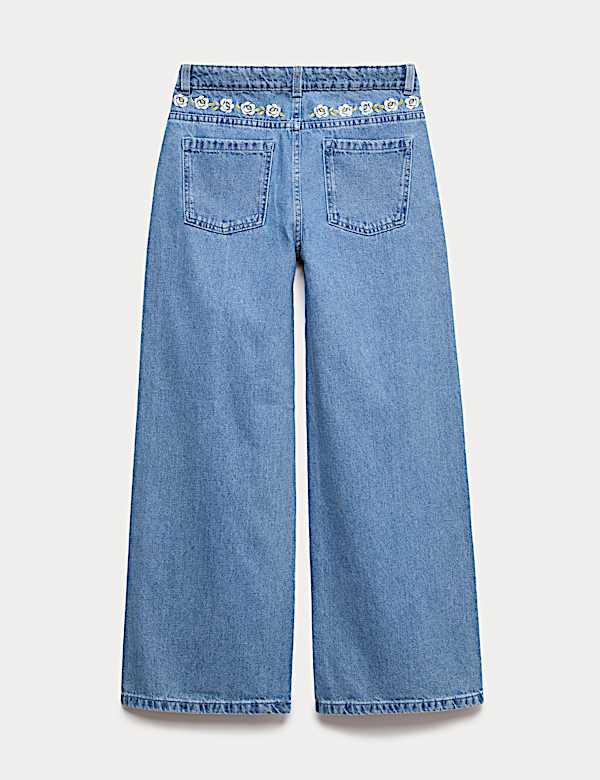 Denim Embroidered Wide Leg Jean (6-16 Yrs)