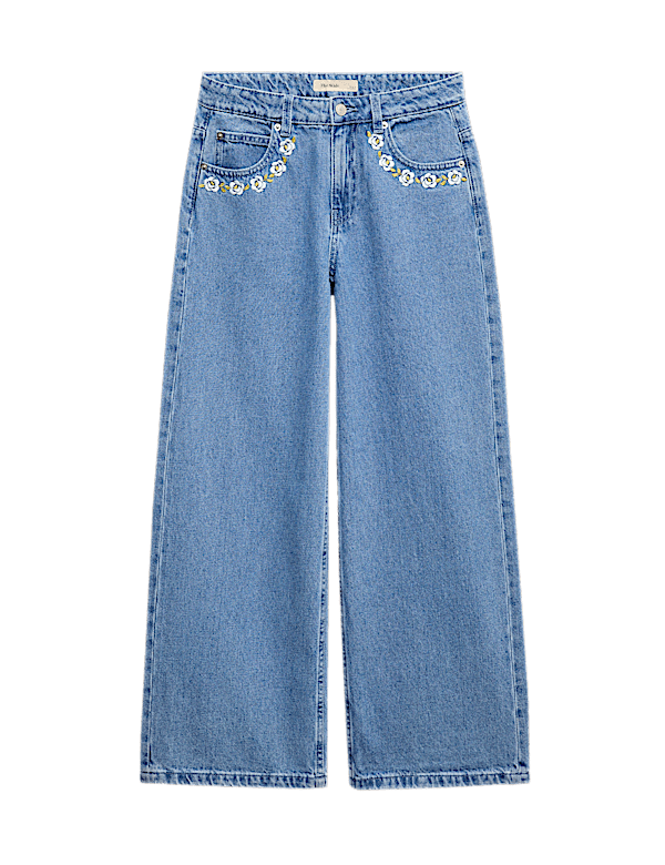 Denim Embroidered Wide Leg Jean (6-16 Yrs)