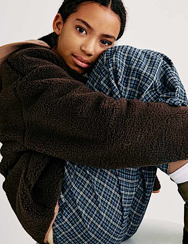 Pure Cotton Checked Relaxed Trousers (6-16 Yrs) - NL