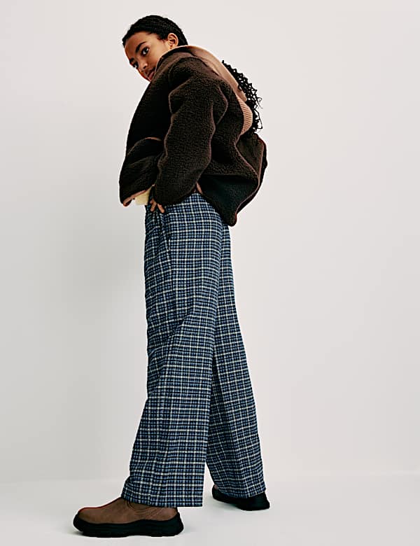 Pure Cotton Checked Relaxed Trousers (6-16 Yrs) - NL