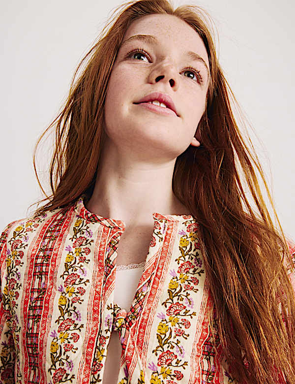 Chaqueta acolchada floral 100 % algod&oacute;n (6-16 a&ntilde;os) - ES