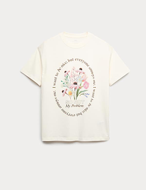 Pure Cotton Diamante Graphic T-Shirt (6-16 Yrs)