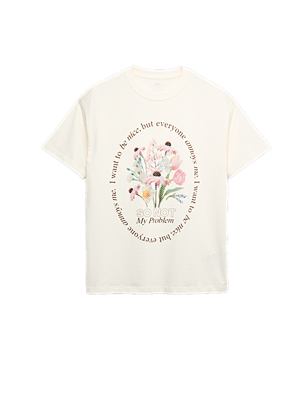 Pure Cotton Diamante Graphic T-Shirt (6-16 Yrs)