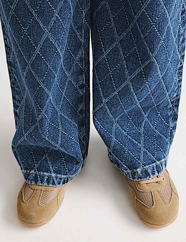 Denim Jacquard Wide Leg Jeans (6-16 Yrs) - NO