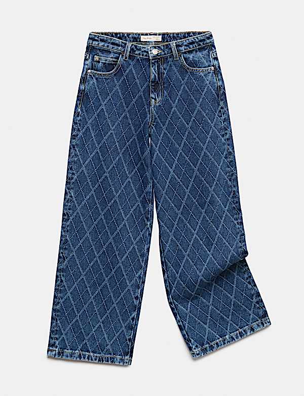 Denim Jacquard Wide Leg Jeans (6-16 Yrs) - NO