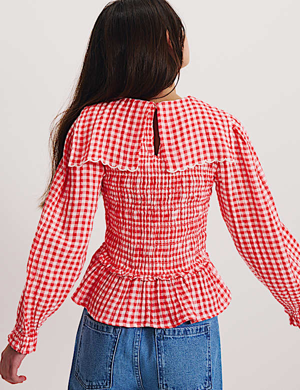 Pure Cotton Gingham Blouse (6-16 Yrs) - LV