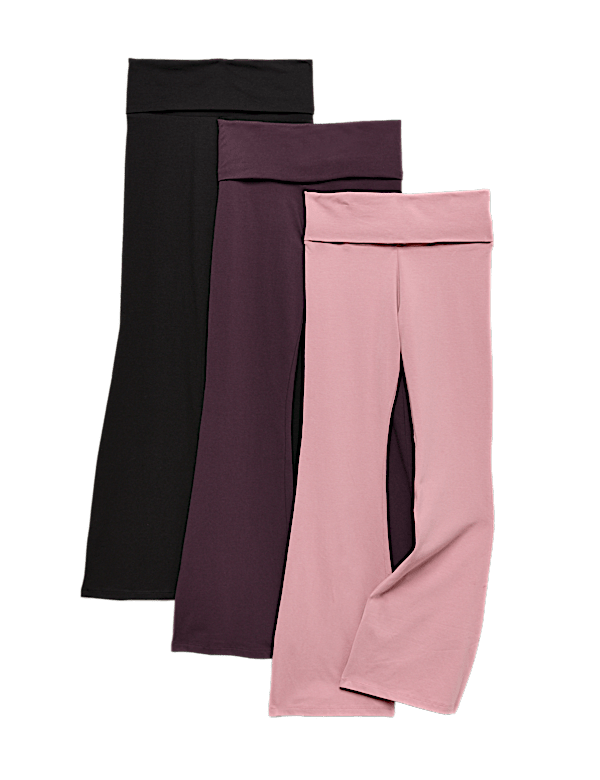 3 Pack Cotton Rich Fold Waist Kickflares (6-16 Yrs)