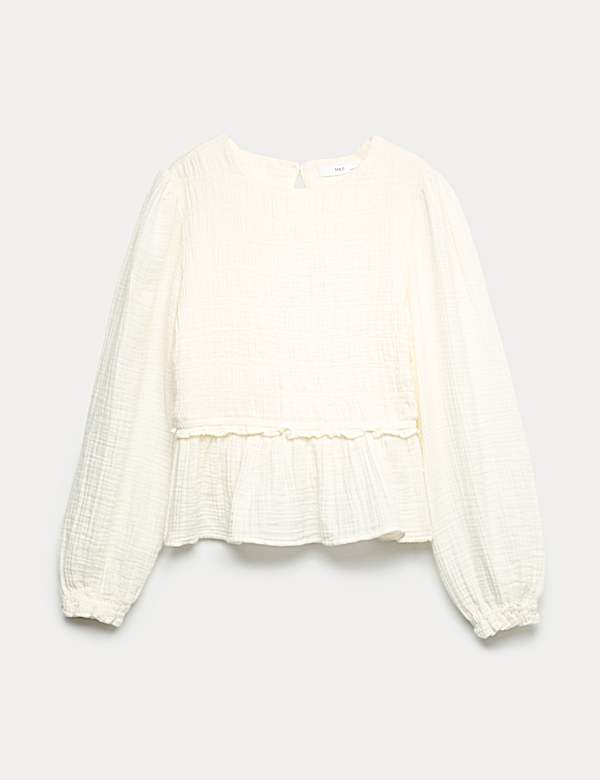 Gesmoktes Oberteil aus reiner Baumwolle (6&ndash;16 Jahre) - AT