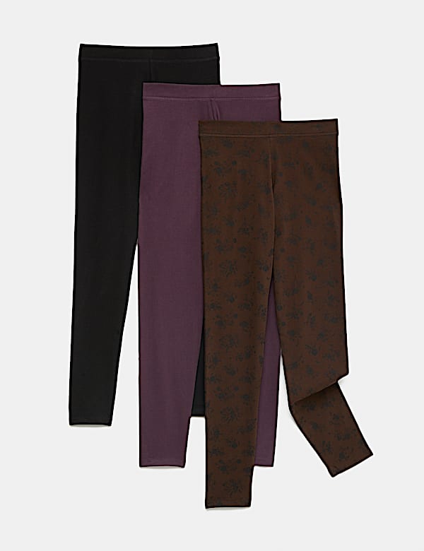3 Pack Cotton Rich Print Leggings (6-16 Yrs)
