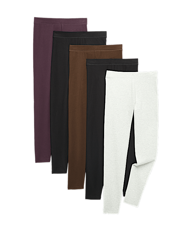 5 Pack Cotton Rich Leggings (6-16 Yrs)
