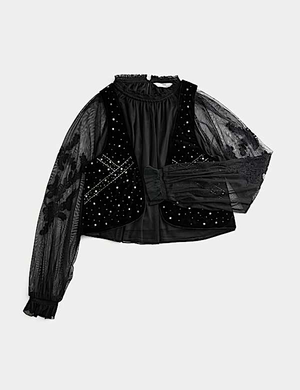 2pc Velvet Waistcoat and Shirt Set (6-16 Yrs) - JO