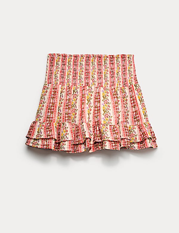 חצאית פרחונית מדורגת עם מלמלה (6-&rlm;16 שנים) - IL