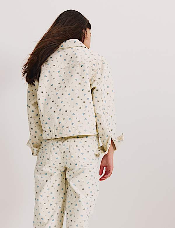 Pure Cotton Denim Ditsy Floral Jacket (2-16 Yrs) - RS