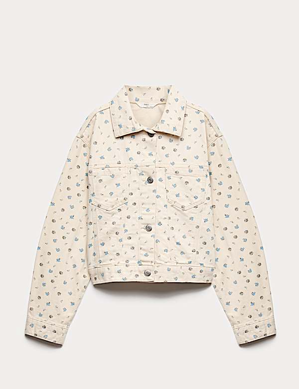 Pure Cotton Denim Ditsy Floral Jacket (2-16 Yrs) - RS