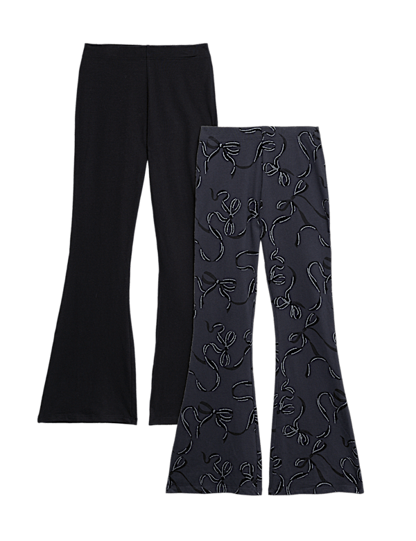 2pk Cotton Rich Kickflare Leggings (6-16 Yrs)