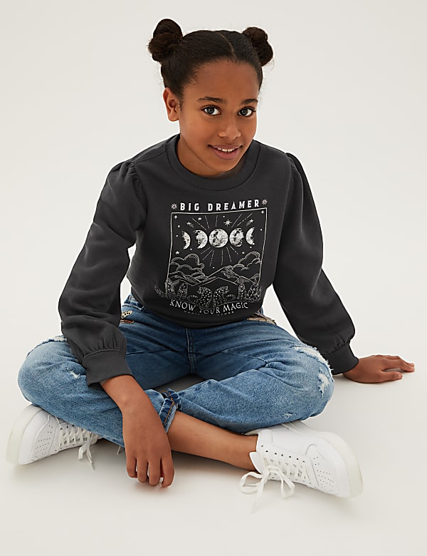 Cotton Cosmic Slogan Sweatshirt (6-16 Yrs)