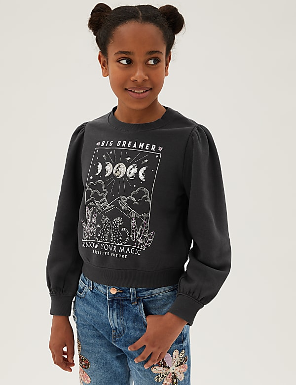 Cotton Cosmic Slogan Sweatshirt (6-16 Yrs)