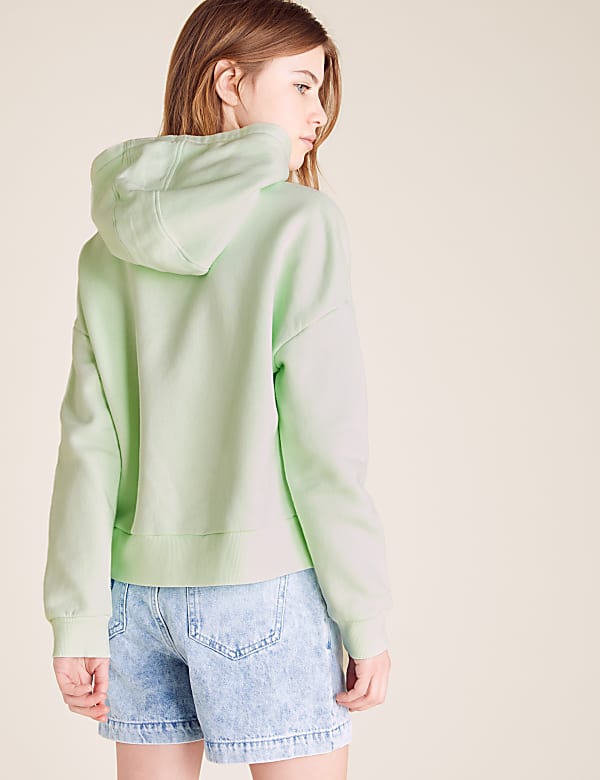Cotton Flower Embroidered Slogan Hoodie (6-14 Yrs)