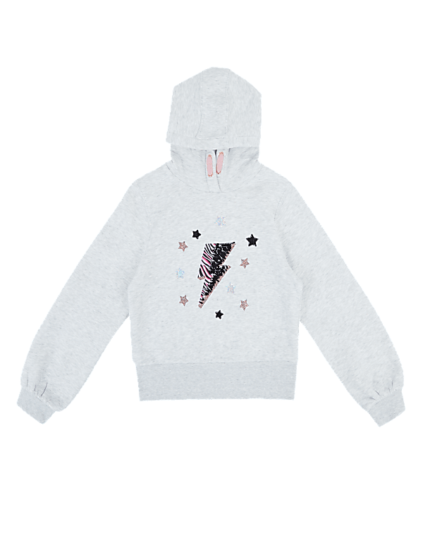 Cotton Lightning Bolt Sequin Hoodie