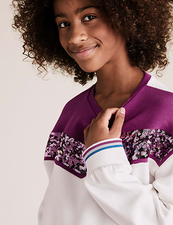 Cotton Rich Leopard Sequin Sweatshirt (6-16 Yrs)