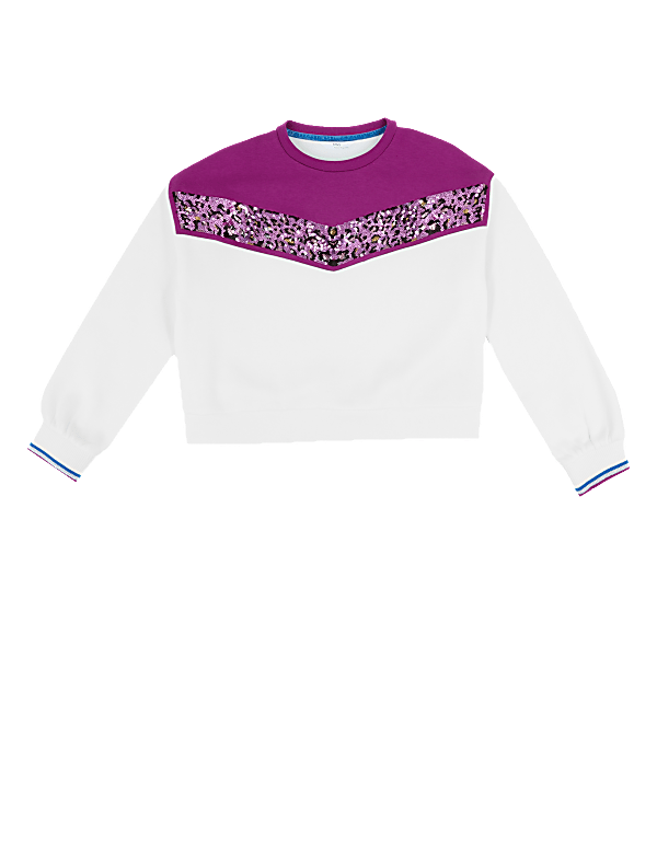 Cotton Rich Leopard Sequin Sweatshirt (6-16 Yrs)