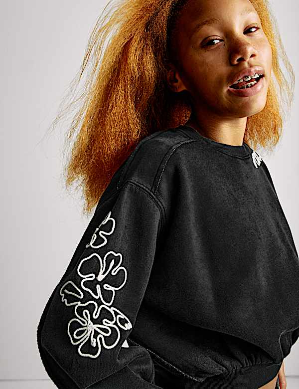 Cotton Rich Paradise Embroidered Sweatshirt (6-16 Yrs) - CA