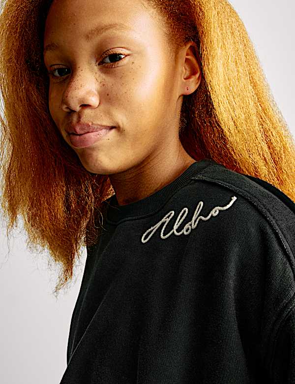 Cotton Rich Paradise Embroidered Sweatshirt (6-16 Yrs) - CA