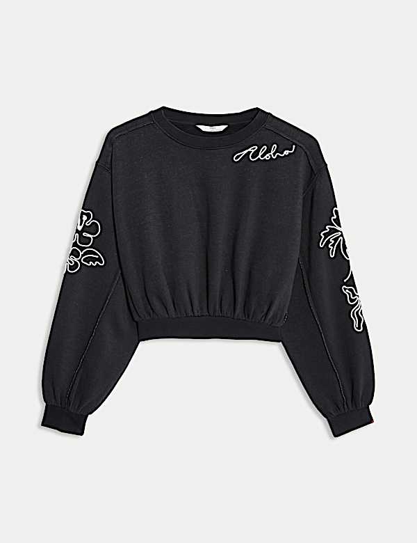 Cotton Rich Paradise Embroidered Sweatshirt (6-16 Yrs) - NO