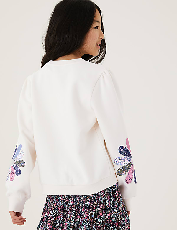 Cotton Rich Flower Patchwork Sweatshirt (6-16 Yrs)