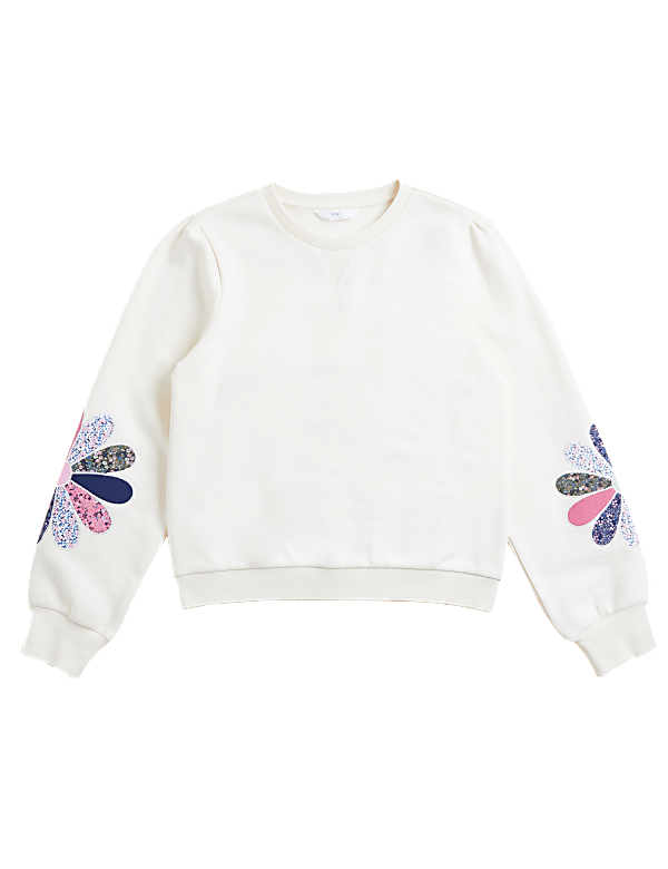 Cotton Rich Flower Patchwork Sweatshirt (6-16 Yrs)