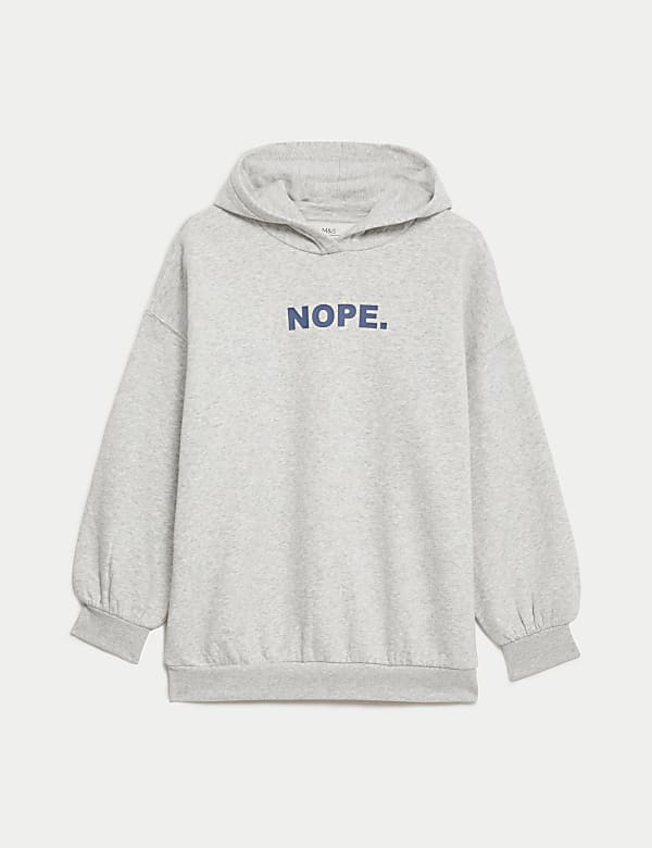 Cotton Rich Nope Slogan Hoodie 6 16 Yrs GREY Hoodies M S CA