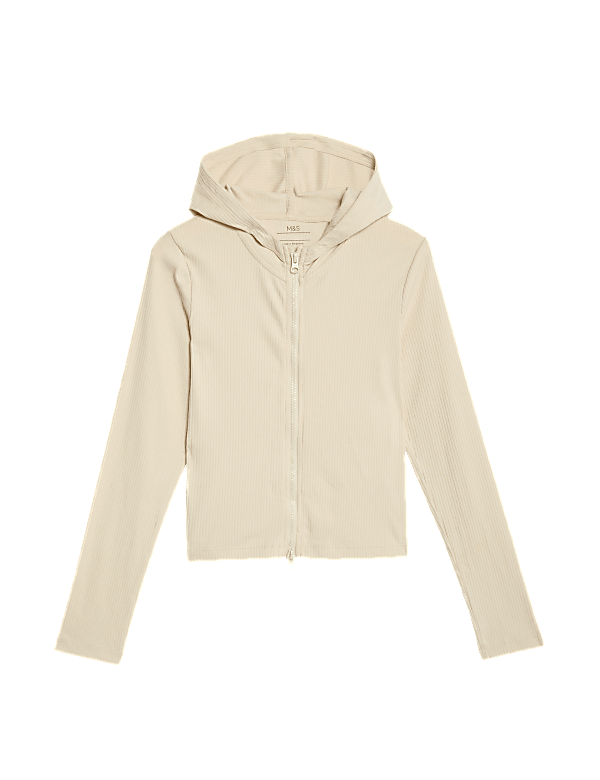 Cotton Rich Zip Ribbed Hoodie (6-16 Yrs)