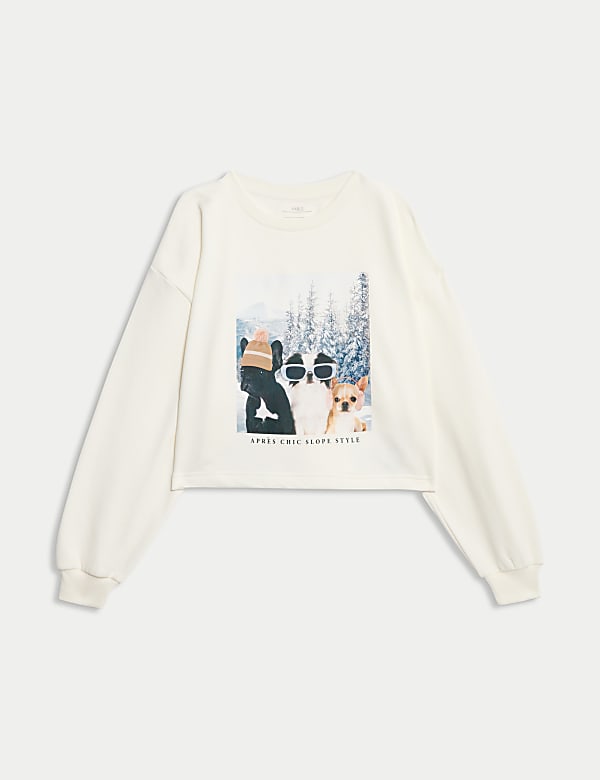 Katoenrijke sweater met skihonden-graphic (2-16 jaar) - BE