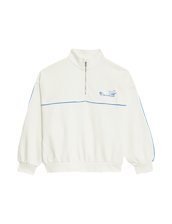 Cotton Rich Half Zip Graphic Sweatshirt (6-16 Yrs)