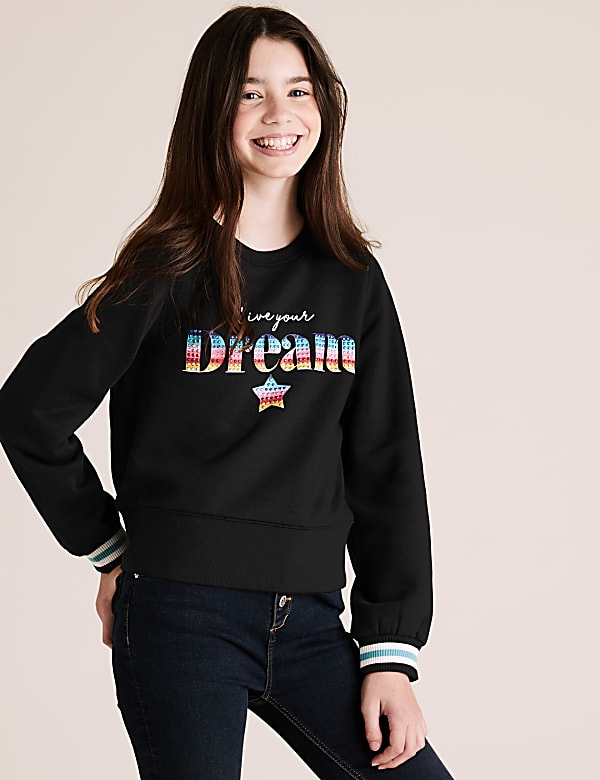 Cotton Dream Slogan Embellished Sweatshirt (6-16 Yrs)