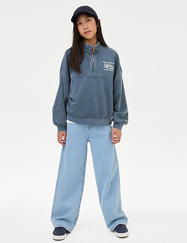 Cotton Rich Graphic Half Zip Sweatshirt (6-16 Yrs)