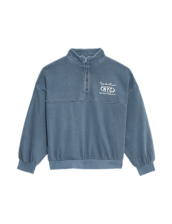 Cotton Rich Graphic Half Zip Sweatshirt (6-16 Yrs)