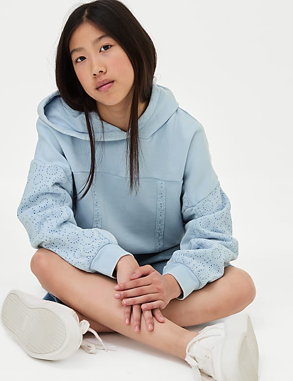 Cotton Rich Broderie Hoodie (6-16 Yrs) - MX