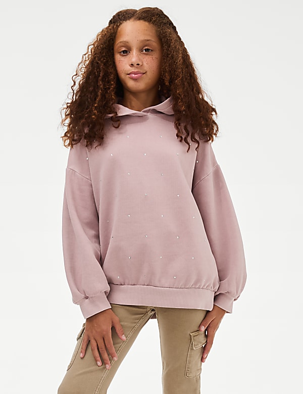 Cotton Rich Diamante Gem Hoodie (6-16 Yrs) - BE