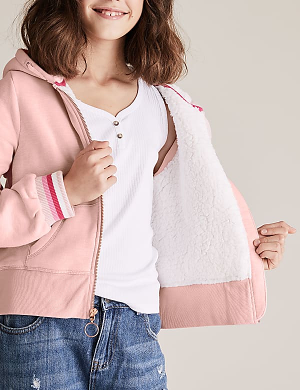 Cotton Borg Lined Zip Hoodie (6-16 Yrs)