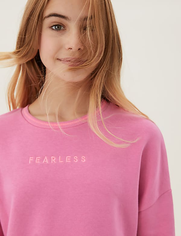 Cotton Rich Embroidered Slogan Sweatshirt (6-16 Yrs)